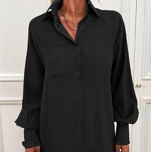 ANNVA U.S.A. black high low button down blouse. Sz XL